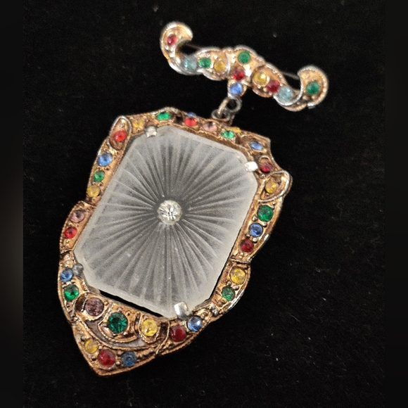 Rare Singer & Kantor Art Deco Camphor Glass Fob brooch - Picture 5 of 16